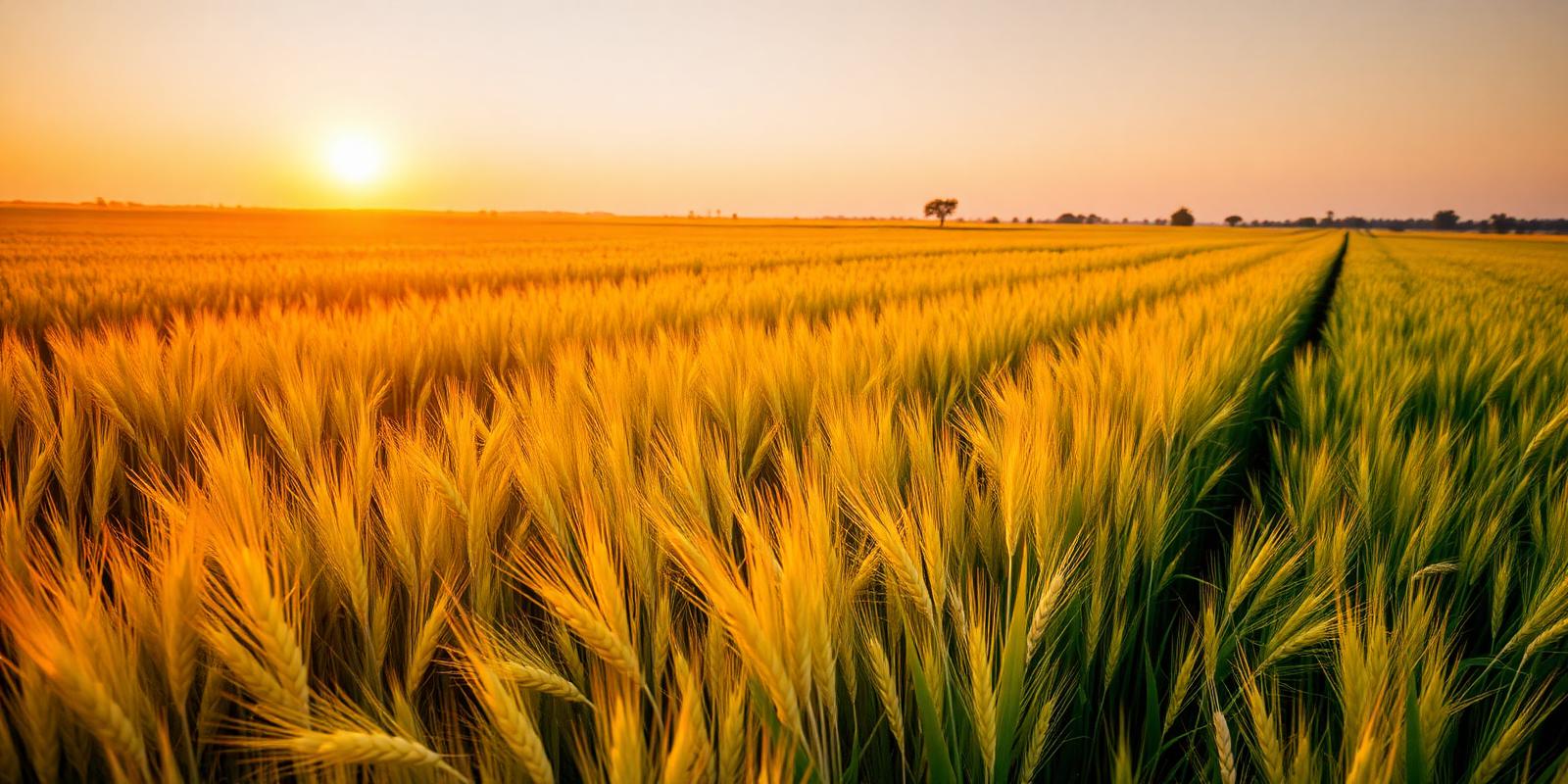 Golden fields at sunrise